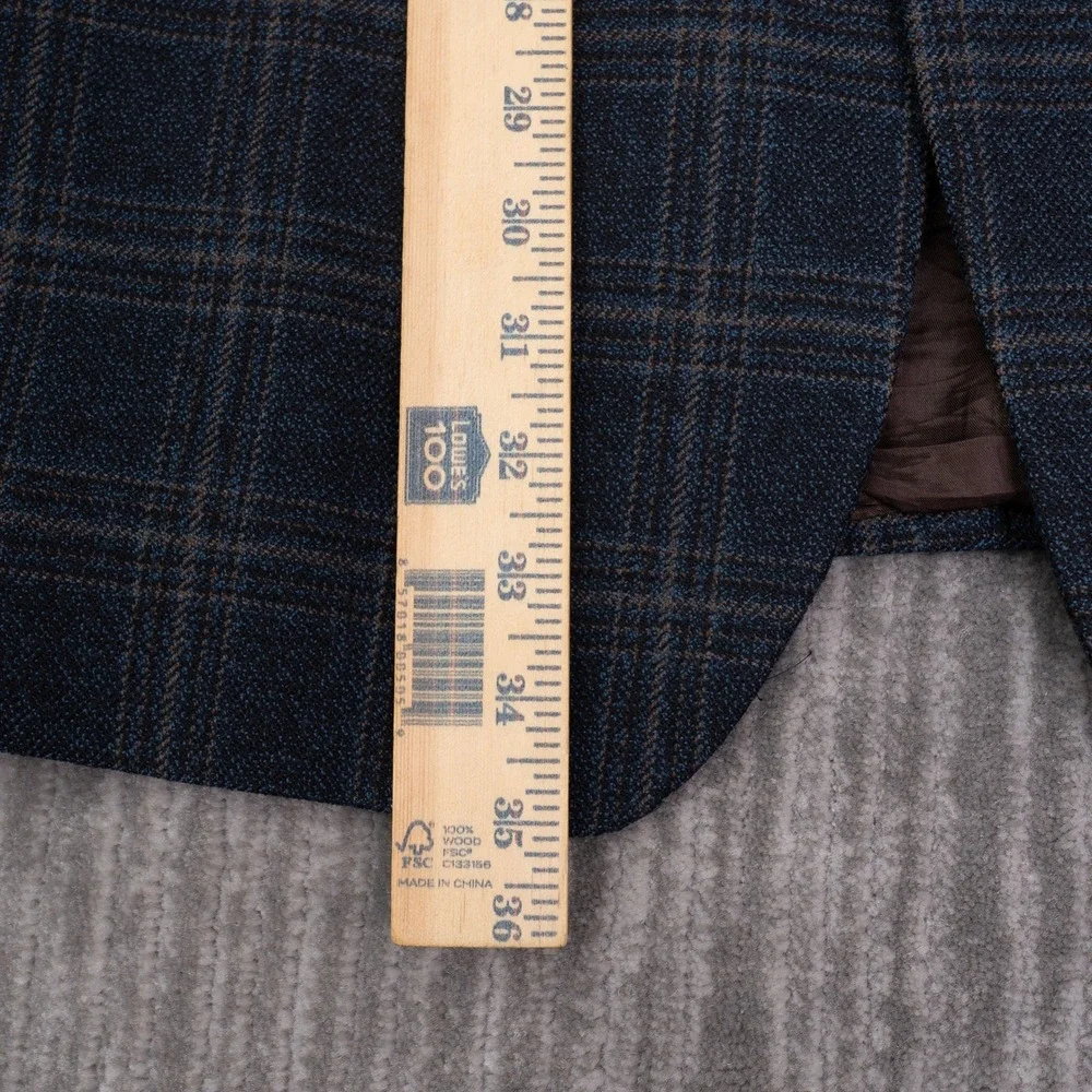 Banana Republic Blazer Mens 46L Blue Plaid Excellent Wool 2-Button Sport Coat